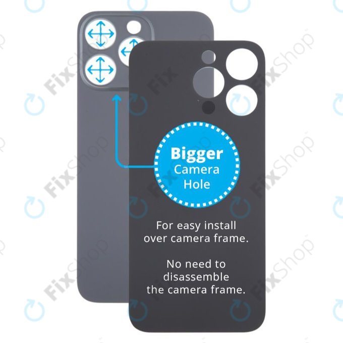 Πίσω Κάλυμμα Γυαλί με Μεγαλύτερη Τρύπα Κάμερας για iPhone 15 Pro Max | Black Titanium