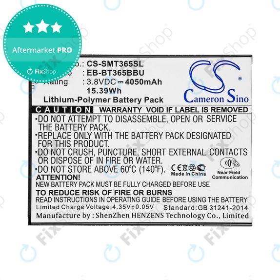 Μπαταρία για Samsung Galaxy Tab Active 2 8.0, 4050mAh, Li-Pol, 3.8V, EB-BT365BBU, HQ
