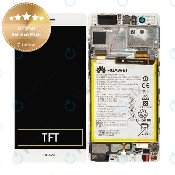 Συγκρότημα οθόνης με μπαταρία για Huawei P9, 02350RRY, 02350RKF, Λευκό, White, Service Pack
