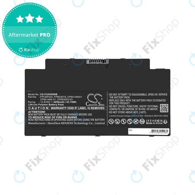 Μπαταρία για Fujitsu Lifebook AH77, A556, A3510, U536, 4050mAh, Li-Pol, 10.8V, CP641484-01, HQ