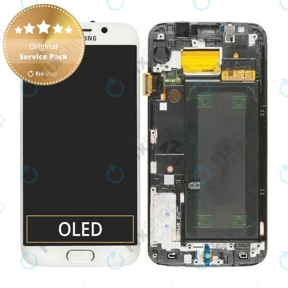 Συγκρότημα οθόνης για Samsung S6 Edge, G925F, GH97-17162B, GH97-17317B, GH97-17334B, White Pearl, Service Pack