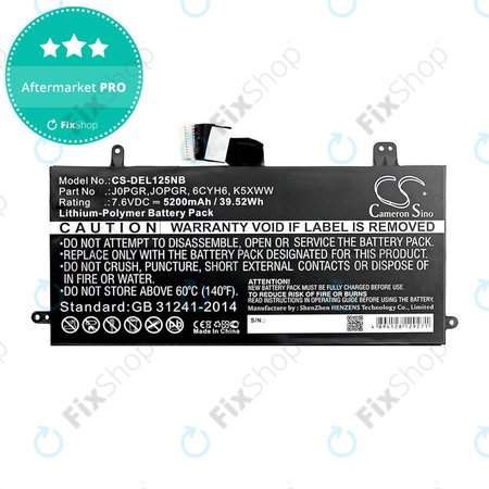 Μπαταρία για Dell Latitude 5290, Latitude 12 5285, 5200mAh, Li-Pol, 7.6V, J0PGR, HQ