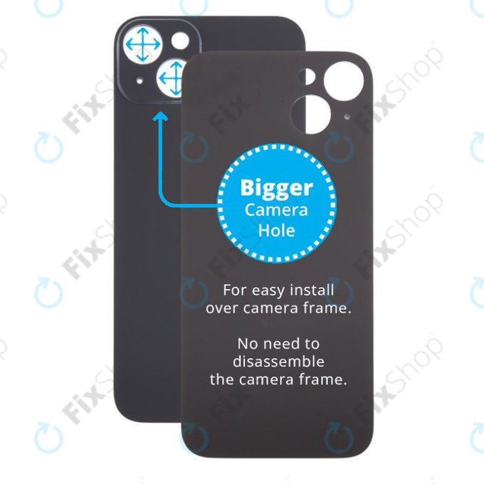 Πίσω Κάλυμμα Γυαλί με Μεγαλύτερη Τρύπα Κάμερας για iPhone 15 Plus | Μαύρο | Black