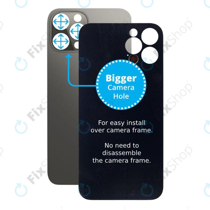 Πίσω Γυαλί με Μεγάλη Τρύπα Κάμερας για iPhone 12 Pro Max | Γραφίτης | Graphite