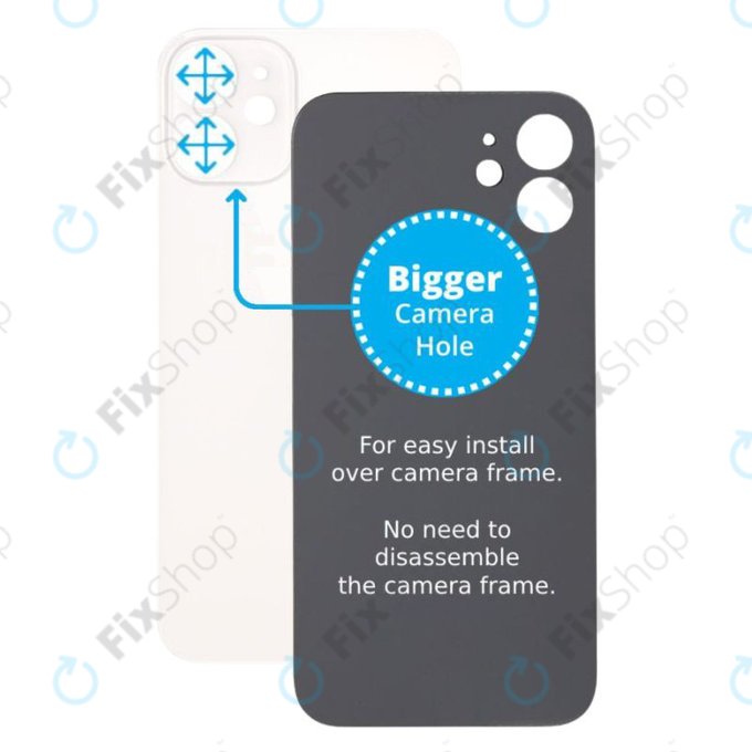 Πίσω Γυαλί με Μεγάλη Τρύπα Κάμερας για iPhone 12 Mini | Λευκό | White