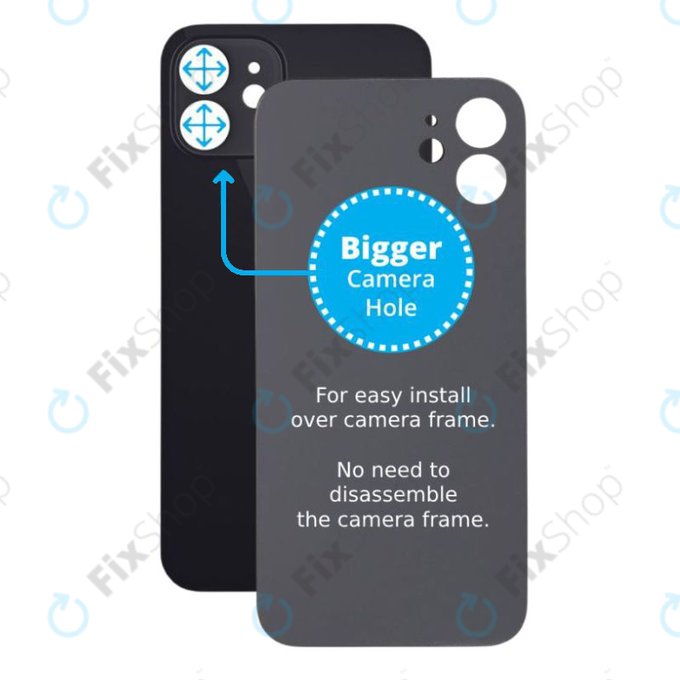 Πίσω Γυαλί με Μεγάλη Τρύπα Κάμερας για iPhone 12 | Μαύρο | Black
