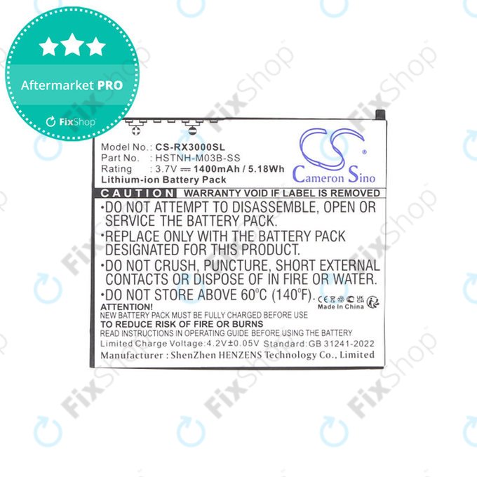 Μπαταρία για HP Compaq iPAQ rx3000, rx3115, rx3700, hx2110, hx2790, 1400mAh, Li-Ion, 3.7V, HSTNH-M03B-SS, HQ
