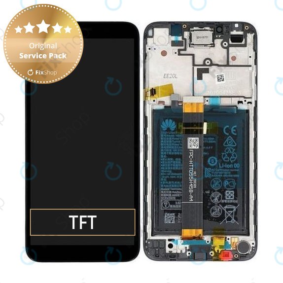 Συγκρότημα οθόνης με μπαταρία για Huawei Y5p, 02353RJP, Μαύρο, Black, Service Pack